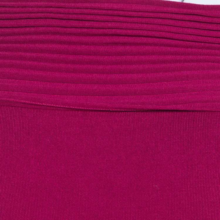 Pre Owned Escada Magenta Pink Rib Knit Off Shoulder Sleeveless Top M