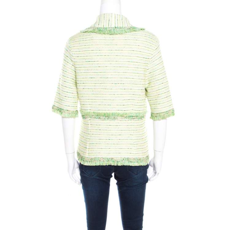 Pre Owned Escada Green Cotton Blend Tweed Boucle Jacket M
