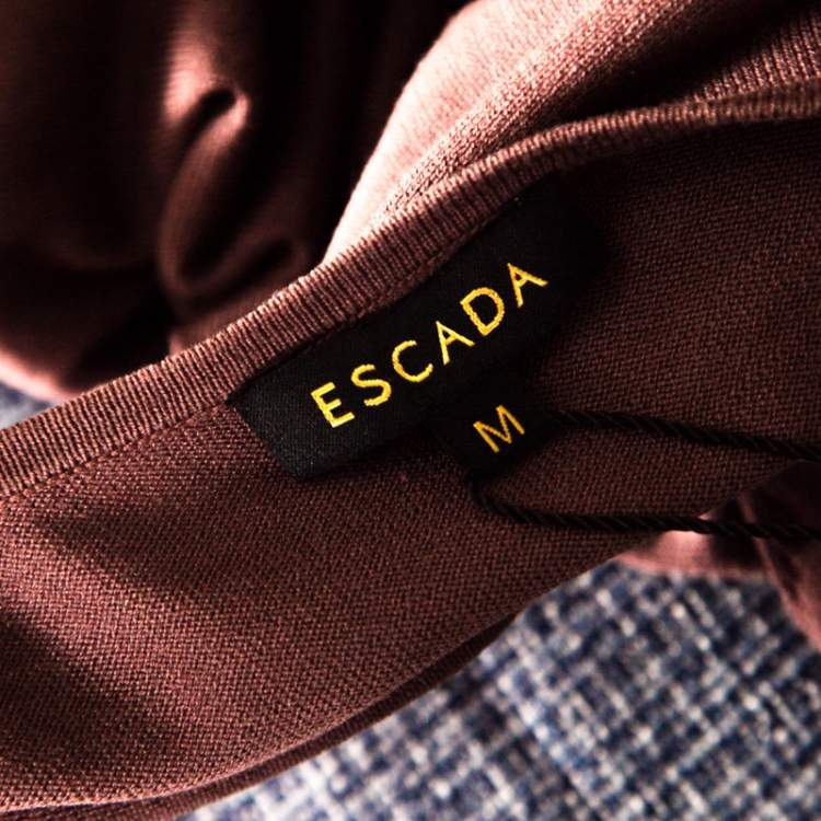 Pre Owned Escada Mauve Silk Cotton Iridescent Paillette Embellsihed Shawn Dress M