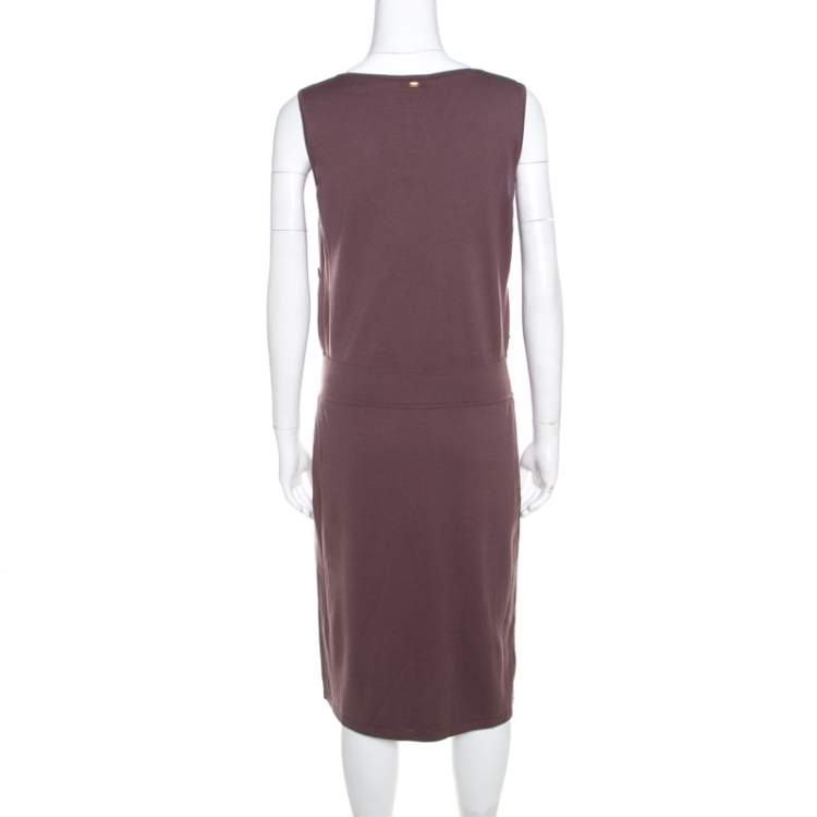 Pre Owned Escada Mauve Silk Cotton Iridescent Paillette Embellsihed Shawn Dress M