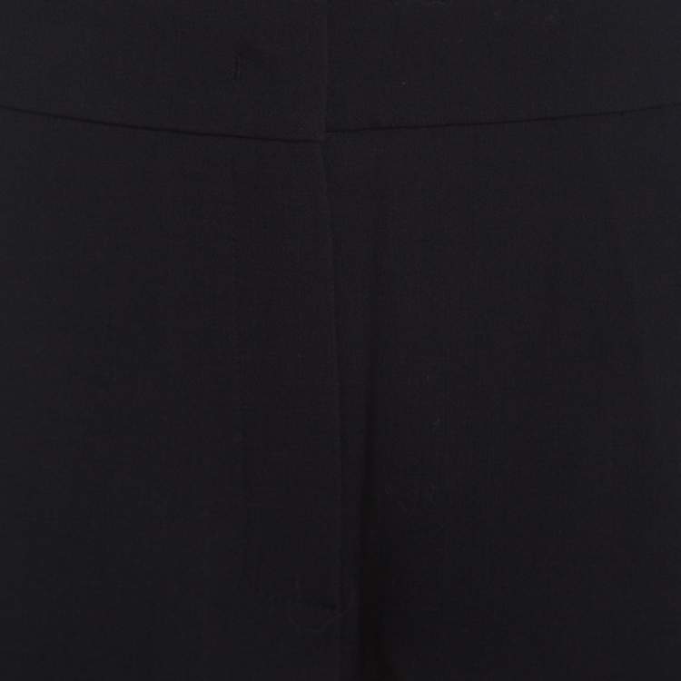 Pre Owned Escada Navy Blue Stretch Wool Crepe High Waist Cropped Tsava Trousers S