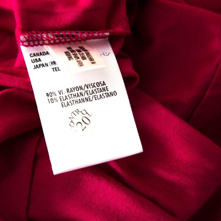 Pre Owned Escada Hot Pink Jersey Paneled Twist Band Detail Scoop Neck Top XXL