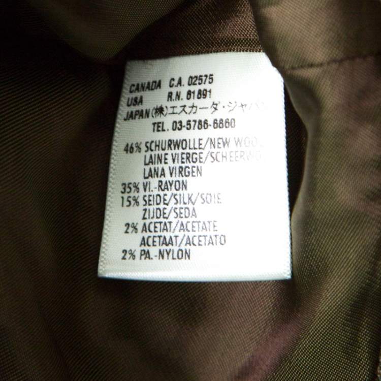 Pre Owned Escada Green Lurex Insert Wool Blend Wide Leg Hose Tailored Trousers L