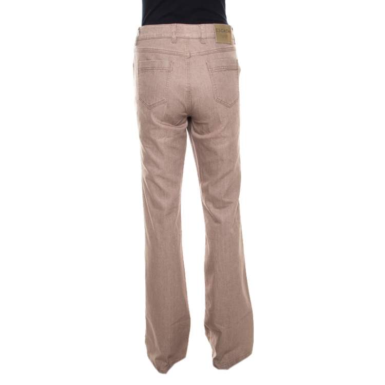 Pre Owned Escada Savannah Brown Coated Stretch Denim Flared Jeans M 