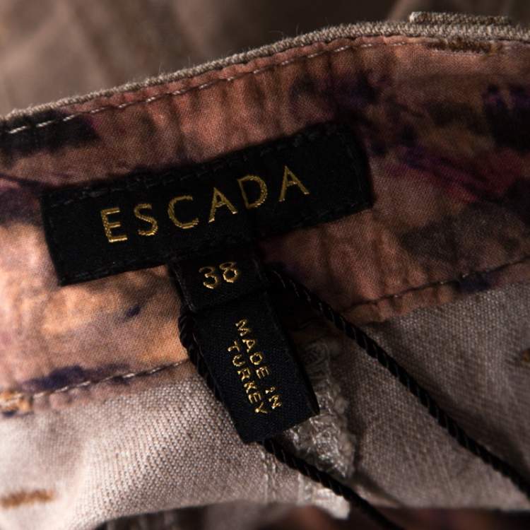 Pre Owned Escada Savannah Brown Coated Stretch Denim Flared Jeans M 