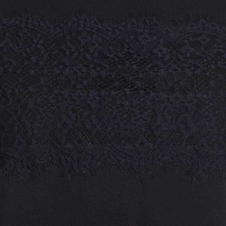 Pre Owned Escada Black Knit Lace Trim Long Sleeve Emana Tunic S