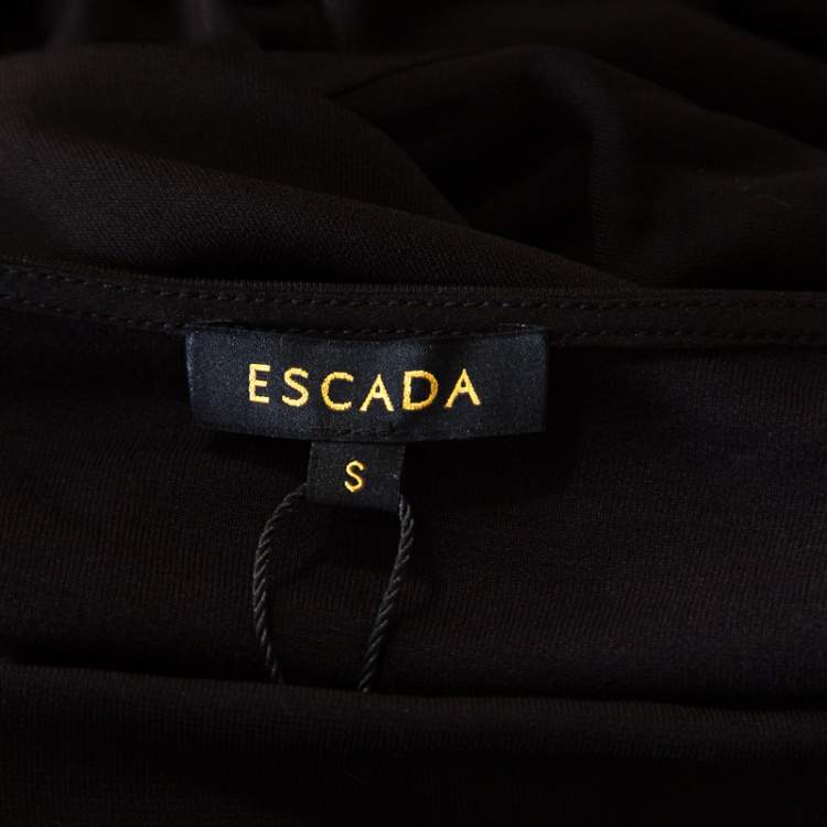Pre Owned Escada Black Knit Lace Trim Long Sleeve Emana Tunic S