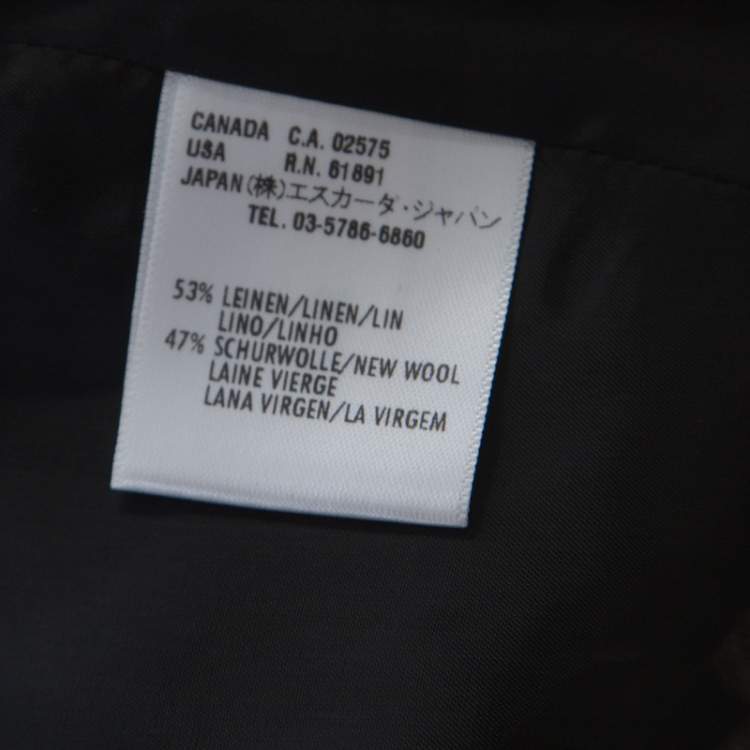 Pre Owned Escada Grey Linen and Wool Blend Front Slit Detail Pencil Skirt L 