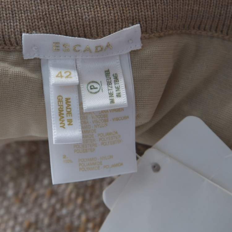 Pre Owned Escada Beige Wool Tweed Paneled A Line Skirt L
