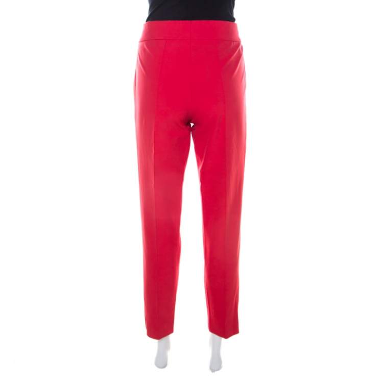 Pre Owned Escada Tivoli Orange Crepe Stretch Tapered Tineka Trousers M