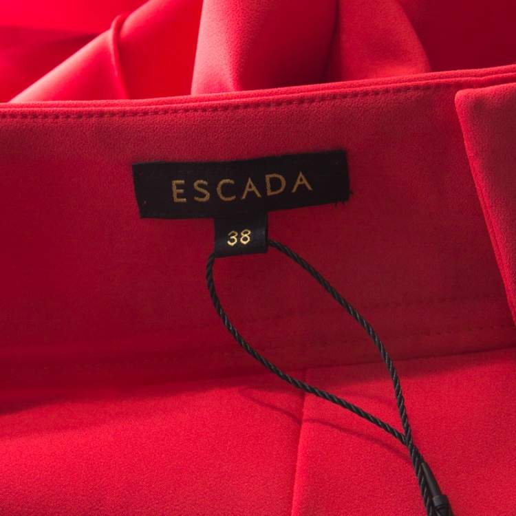 Pre Owned Escada Tivoli Orange Crepe Stretch Tapered Tineka Trousers M