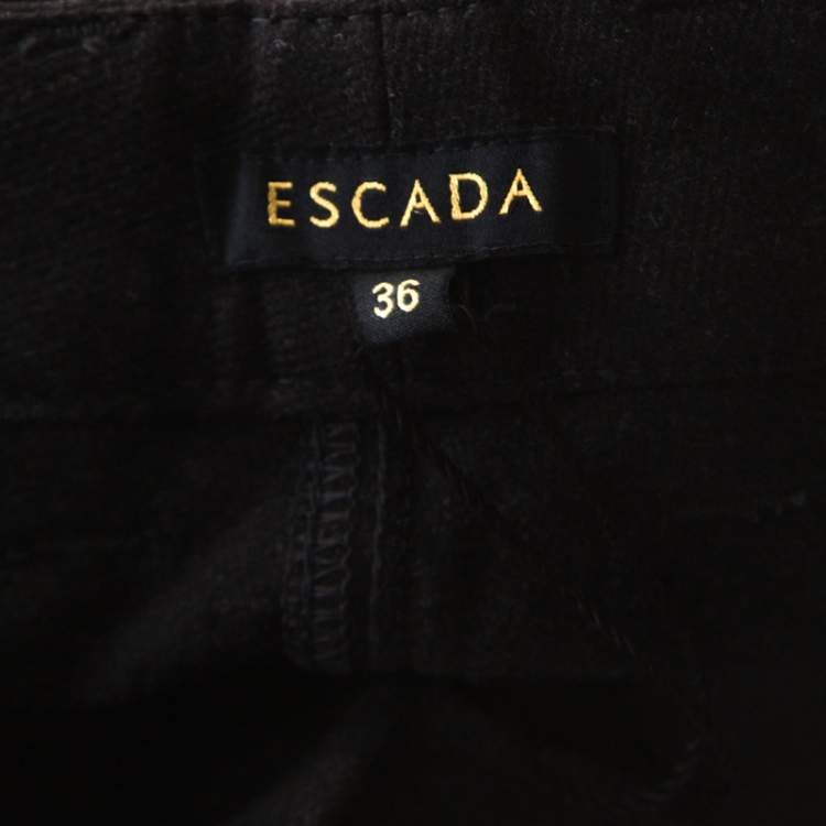 Pre Owned Escada Charcoal Grey Wool High Rise Straight Leg Tessa Trousers M