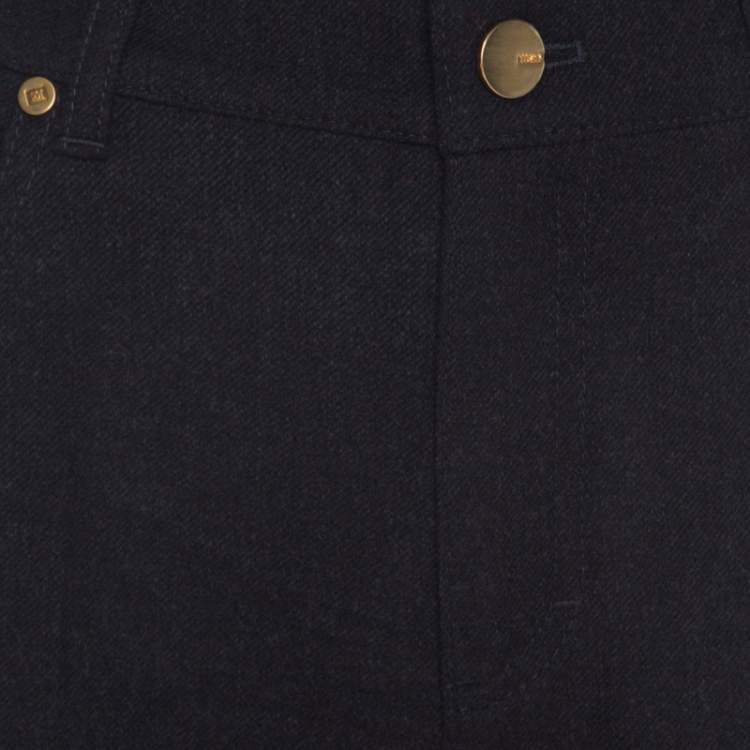 Pre Owned Escada Charcoal Grey Wool High Rise Straight Leg Tessa Trousers M