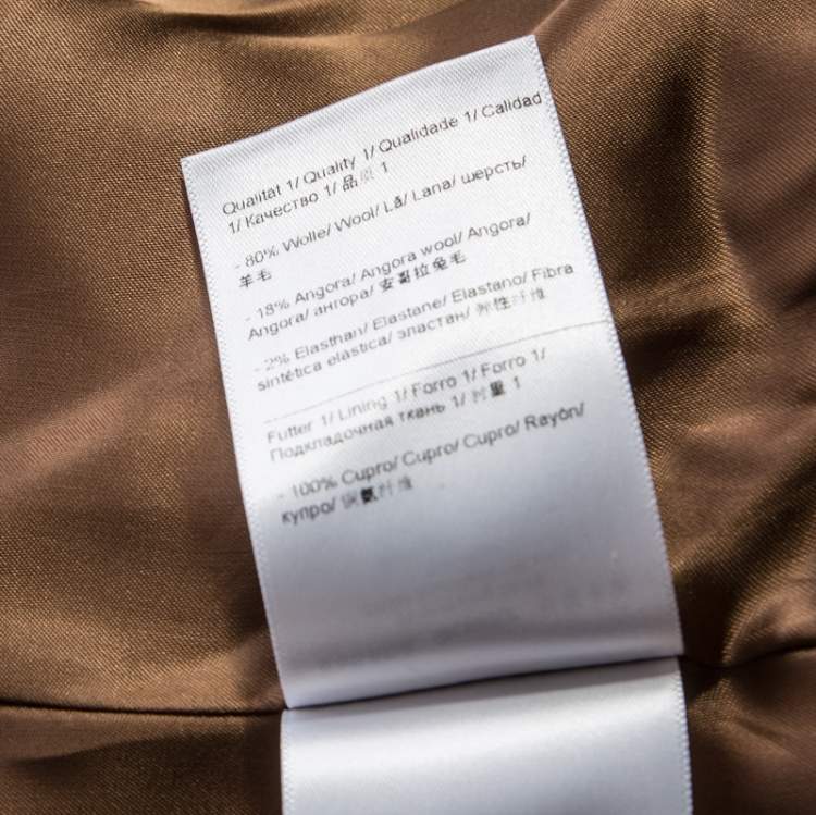 Pre Owned Escada Beige Wool Waterfall Lapel Mid Length Coat XL 