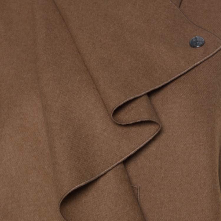 Pre Owned Escada Beige Wool Waterfall Lapel Mid Length Coat XL 