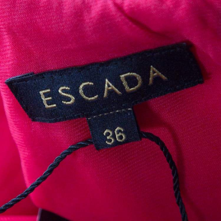 Pre Owned Escada Red Jersey Long Sleeve Dachain Sheath Dress M 