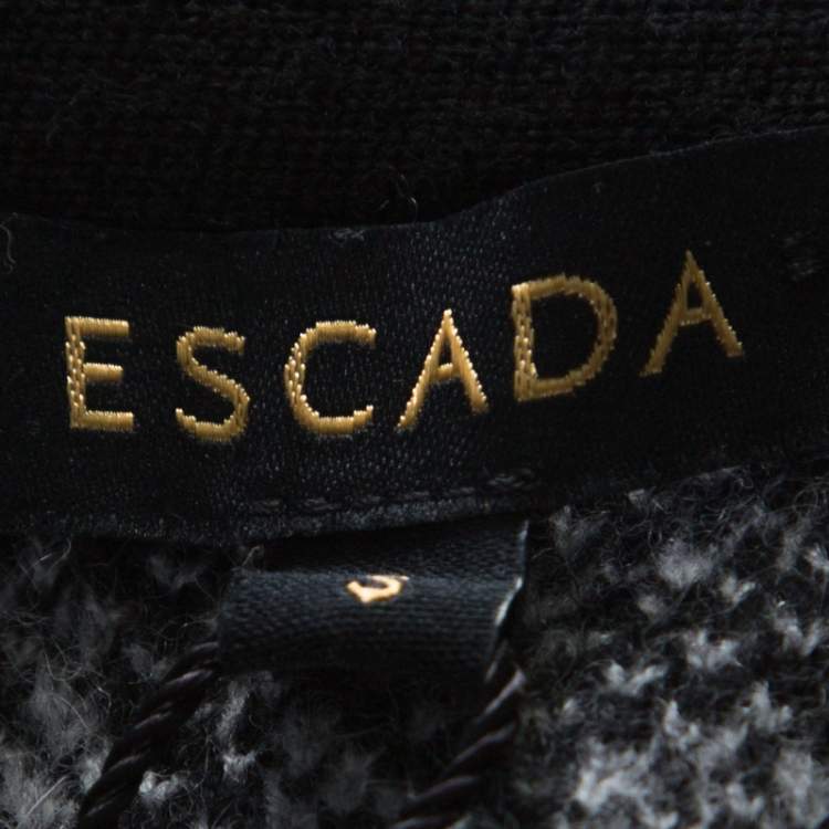 Pre Owned Escada Black and Grey Ombre Knit Sintala Dress S 