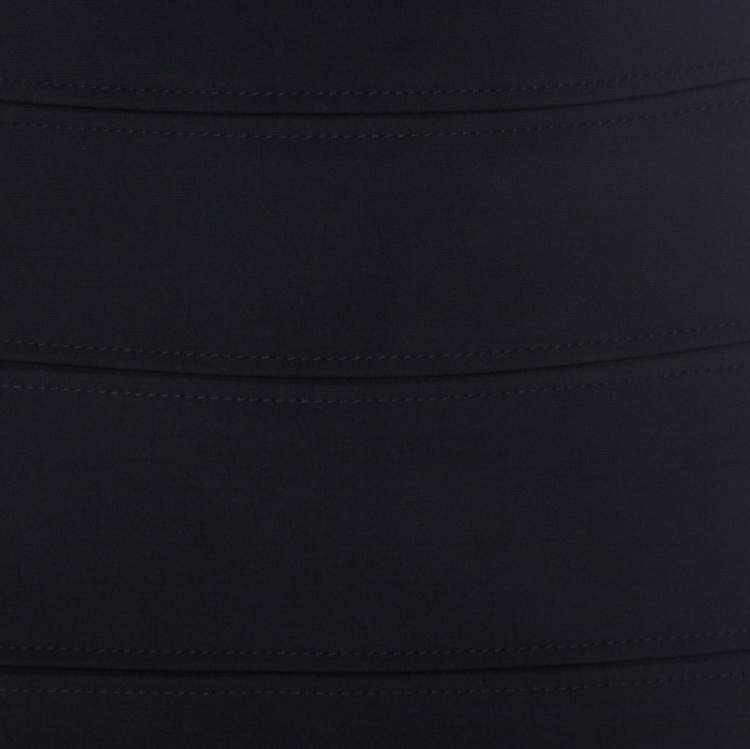 Pre Owned Escada Navy Blue Stretch Crepe Panelled Pencil Skirt M 