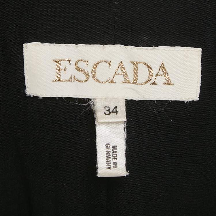 Pre Owned Escada Black & Red Trim Wool Belted Pant Suit S 