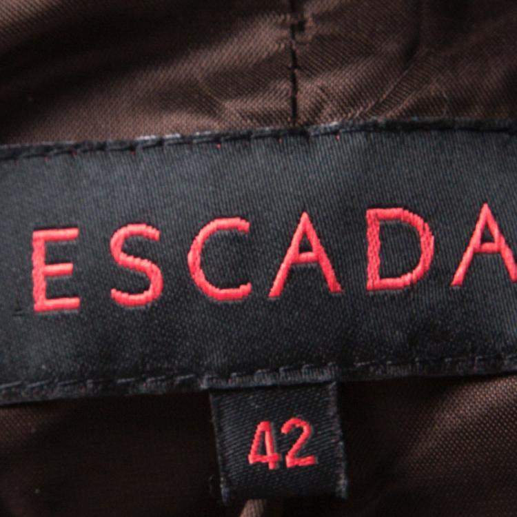 Escada Brown Velvet Top Stitch Detail Blazer M