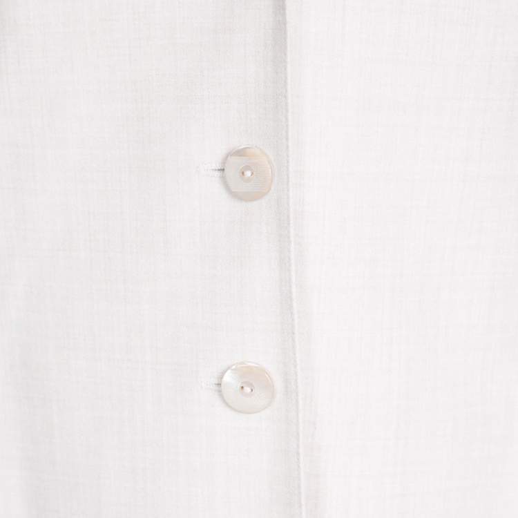 Pre Owned Escada Beige Wool Eyelet Collar Blazer and Skirt Set M