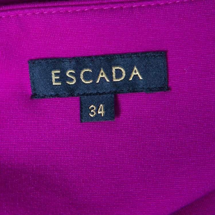 Pre Owned Escada Hot Lava Purple Stretch Knit Pintuck Detail Sleeveless Bodycon Dress S
