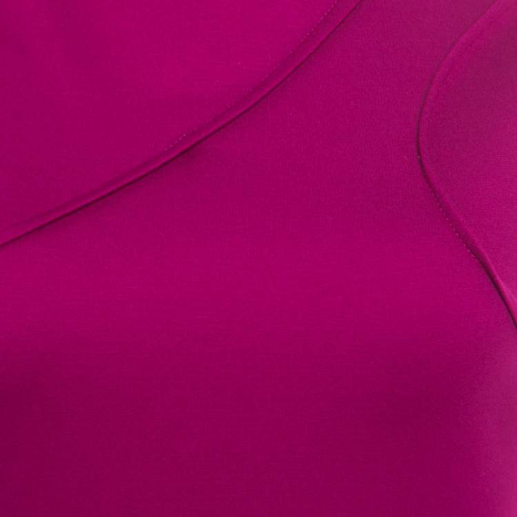 Pre Owned Escada Hot Lava Purple Stretch Knit Pintuck Detail Sleeveless Bodycon Dress S
