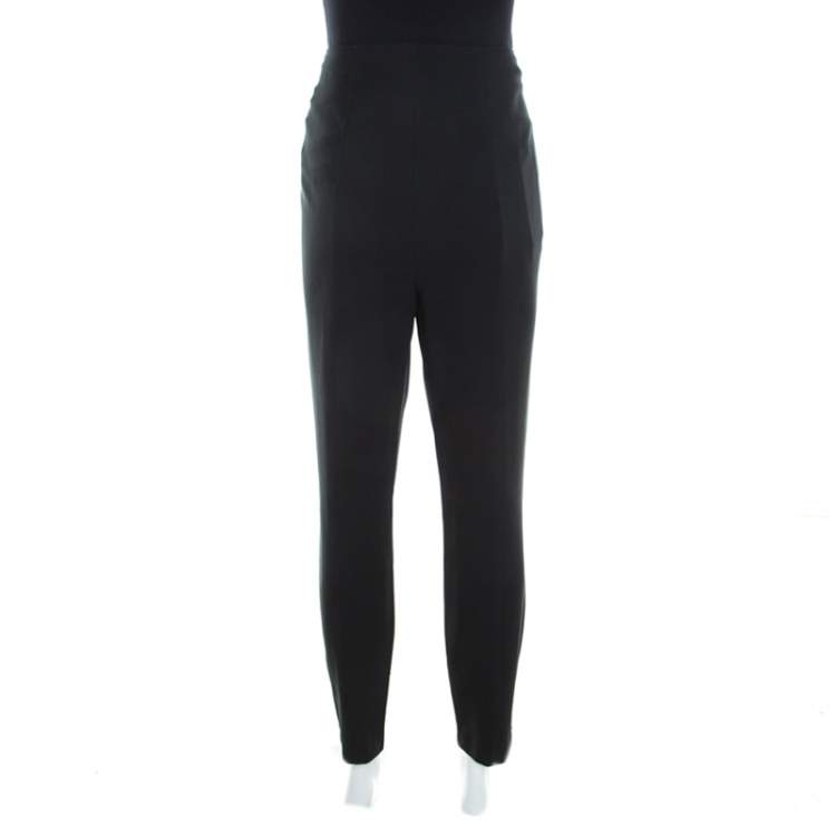 Pre Owned Escada Black Crepe Pintuck Detail Tapered Tonisa Trousers XL