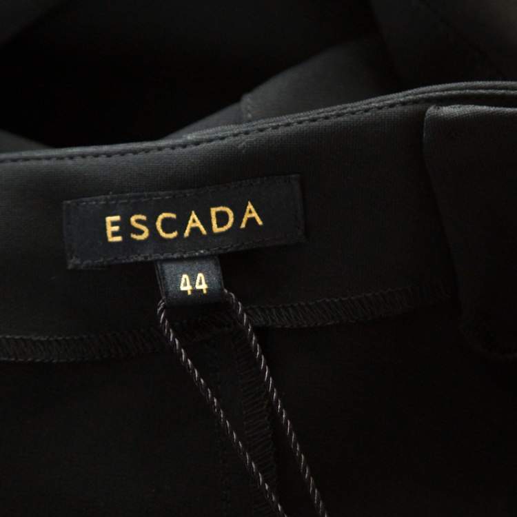 Pre Owned Escada Black Crepe Pintuck Detail Tapered Tonisa Trousers XL