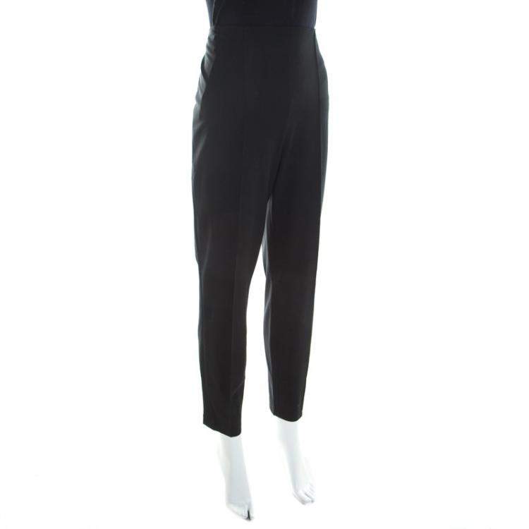 Pre Owned Escada Black Crepe Pintuck Detail Tapered Tonisa Trousers XL