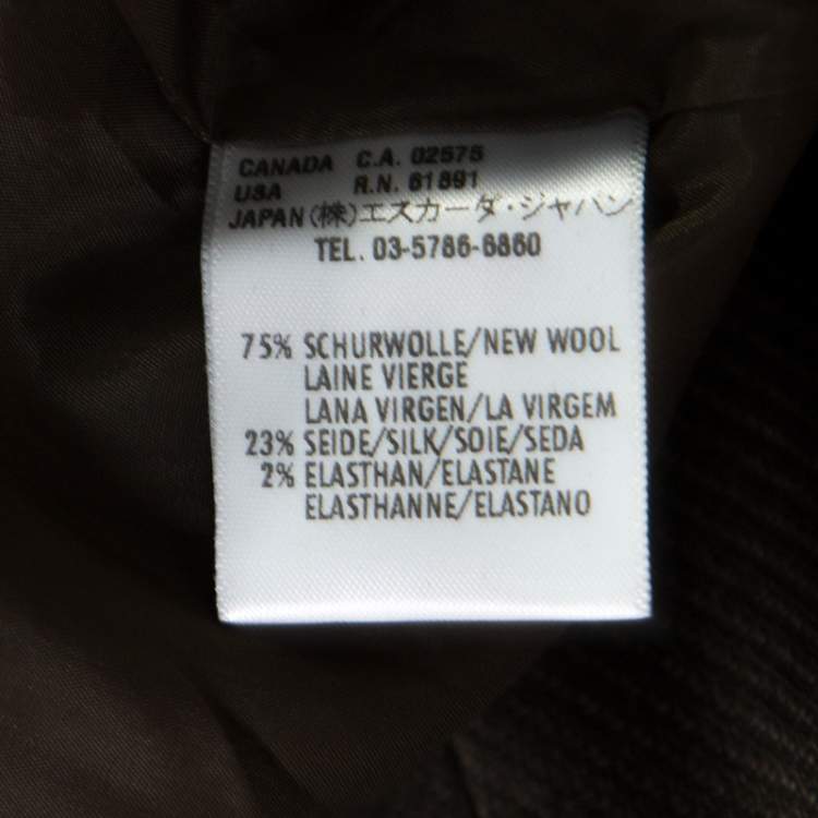 Pre Owned Escada Olive Green Textured Wool and Silk Two Button Blazer L