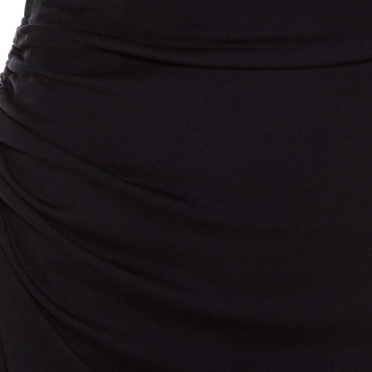 Pre Owned Escada Navy Blue Jersey Ruched Side Detail Skirt M