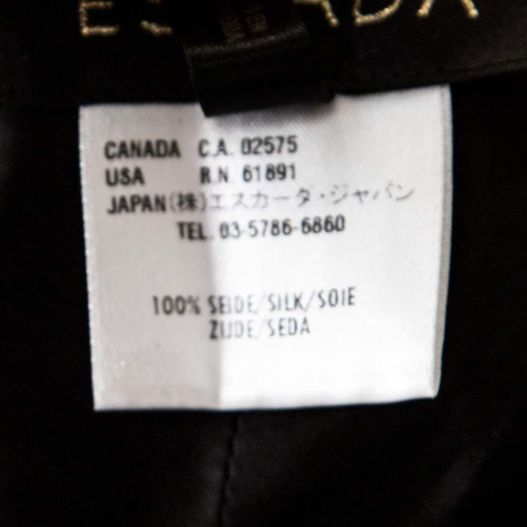 Pre Owned Escada Black Silk Ruched Back Asymmetric Pencil Skirt M