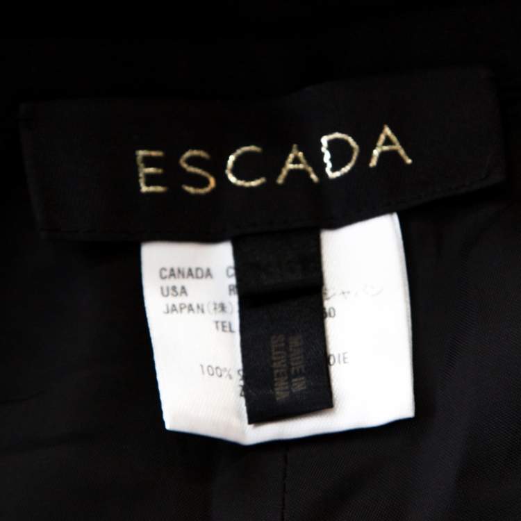 Pre Owned Escada Black Silk Ruched Back Asymmetric Pencil Skirt M