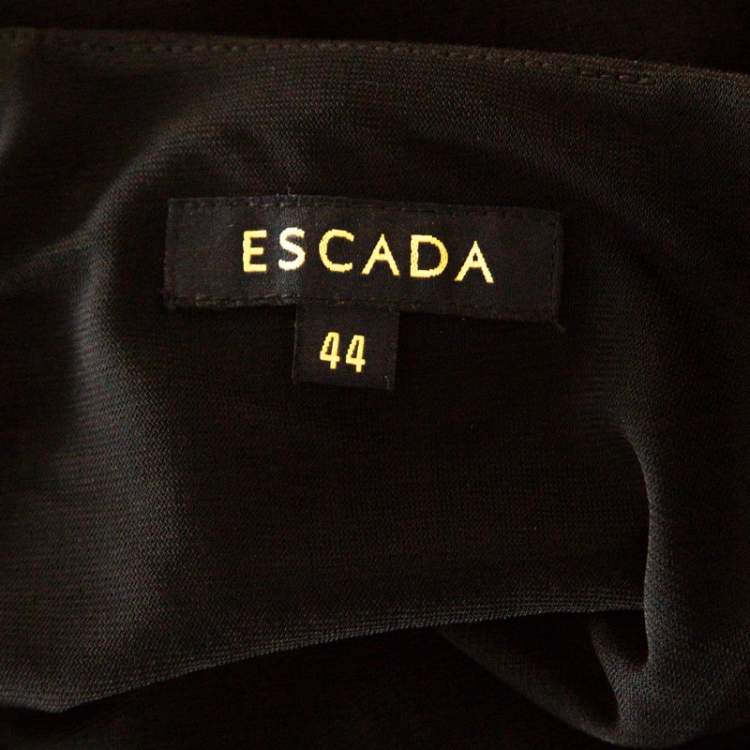 Pre Owned Escada Black Stretch Knit Draped Pleat Front Runia Pencil Skirt XL