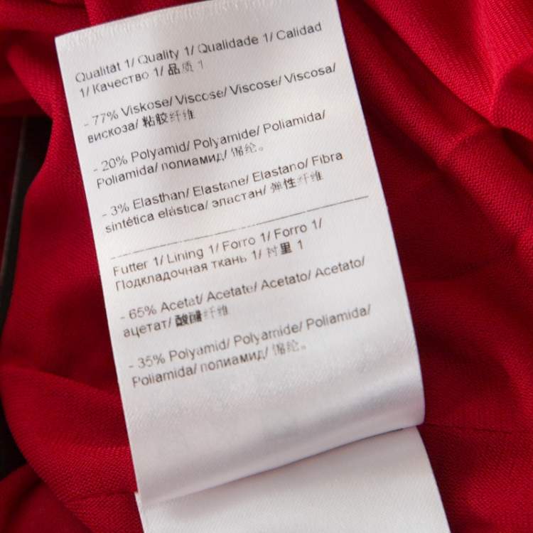 Pre Owned Escada Lacquer Red Stretch Knit Draped Ranani Pencil Skirt M