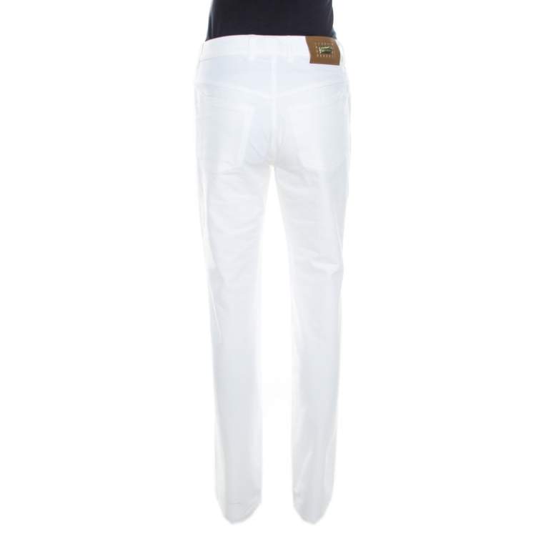 Pre Owned Escada White Stretch Denim High Rise Straight Leg Tessa Jeans S