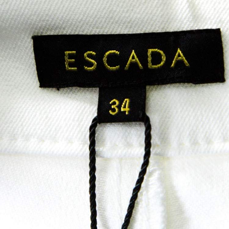 Pre Owned Escada White Stretch Denim Teresa Straight Leg Jeans S