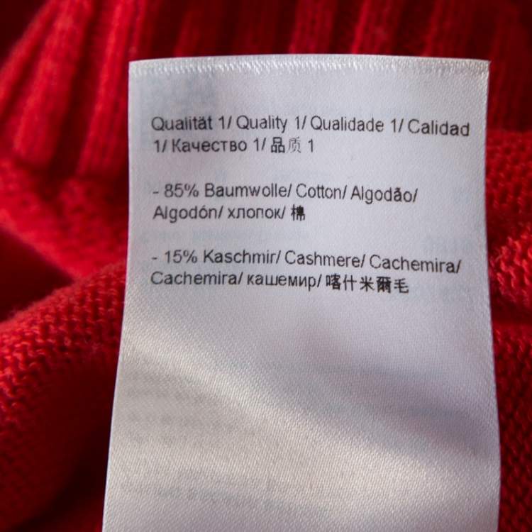 Pre Owned Escada Medium Orange Cashmere Wool Asymmetric Sleeve Oversized Turtleneck Sweater M