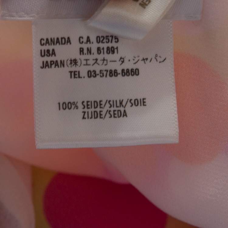 Pre Owned Escada Pink Circle Printed Silk Ruffled A Line Skirt L