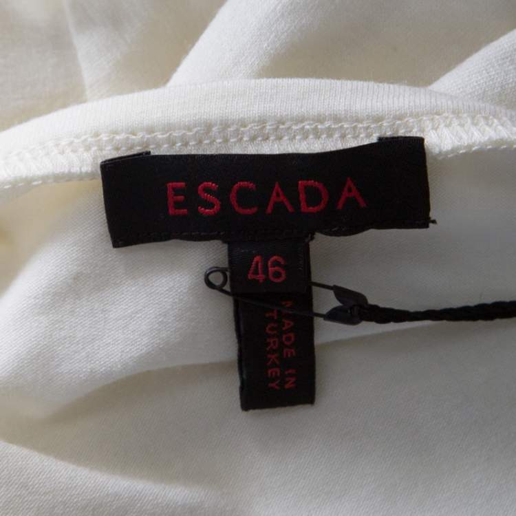 مملوكة مسبقًا Escada Buttercream Stretch Knit Long Sleeve Jersey Top XXL 