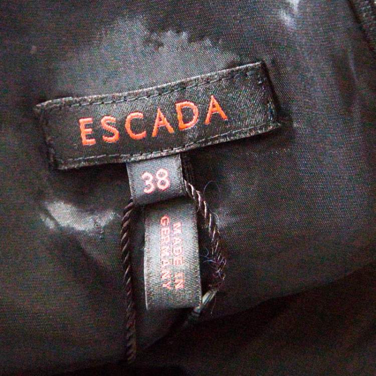 Pre Owned Escada Black Crepe Sleeveless Pleated Peplum Blouse L