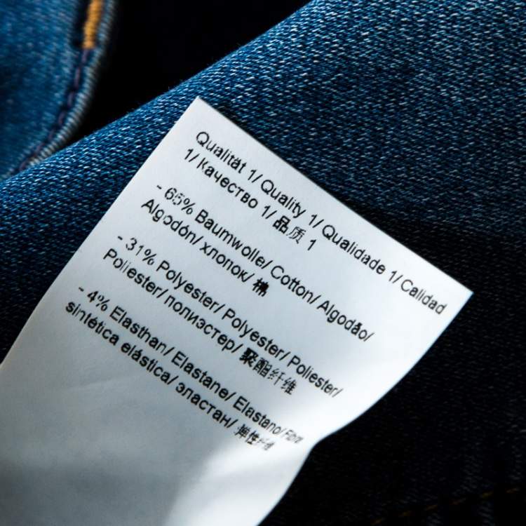 Pre Owned Escada Indigo Faded Effect Medium Wash Stretch Denim Tapered Jeans M