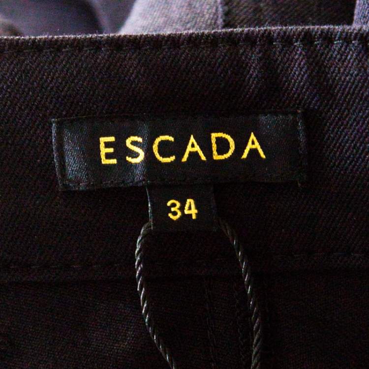 Pre Owned Escada Black Stretch Denim High Rise Straight Leg Tessa Jeans S