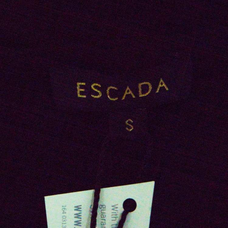 Pre Owned Escada Black Lace Overlay Jersey Crystal Embellished Scoop Neck Erbrou Top S