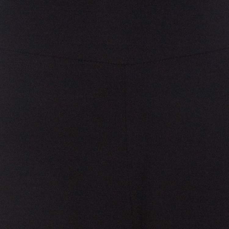 Pre Owned Escada Black Crepe Wool Contrast Silk Lined Side Slit Detail Hose Trousers M