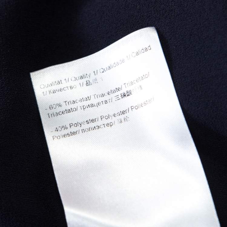 Pre Owned Escada Navy Blue Pleated Crepe Honeycomb Smocking Detail One Shoulder Nienke Top M