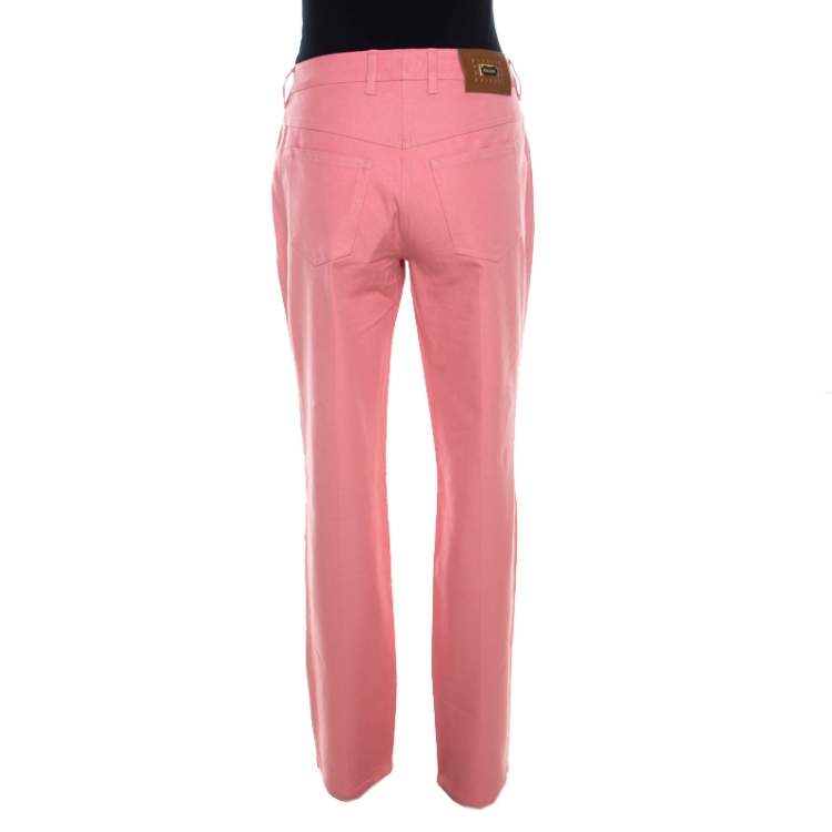 Pre Owned Escada Framboise Pink Stretch Denim High Rise Straight Leg Tessa Jeans M