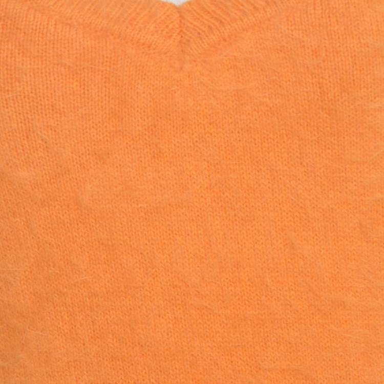 Pre Owned Escada Yellow Angora Rib Knit Silk Lined Fuzzy Tank Top M