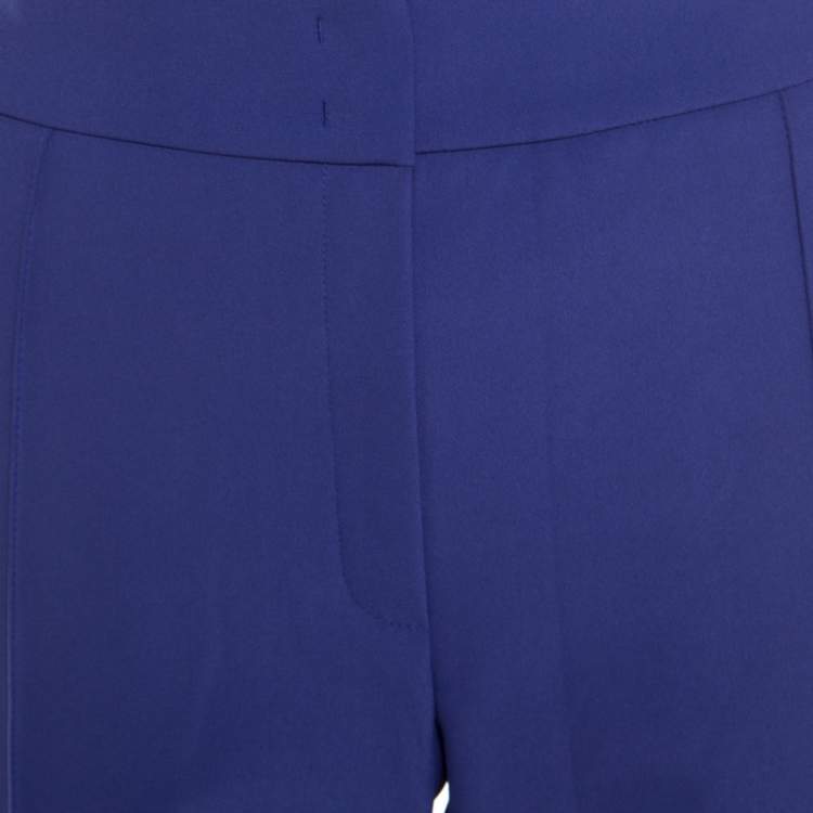 Pre Owned Escada Ink Blue Crepe Stretch Tapered Tineka Trousers XL